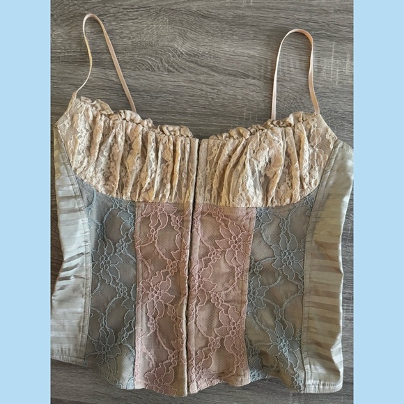 Casadei Tops - Casadie Y2K vintage corset lace top blue cream Pink